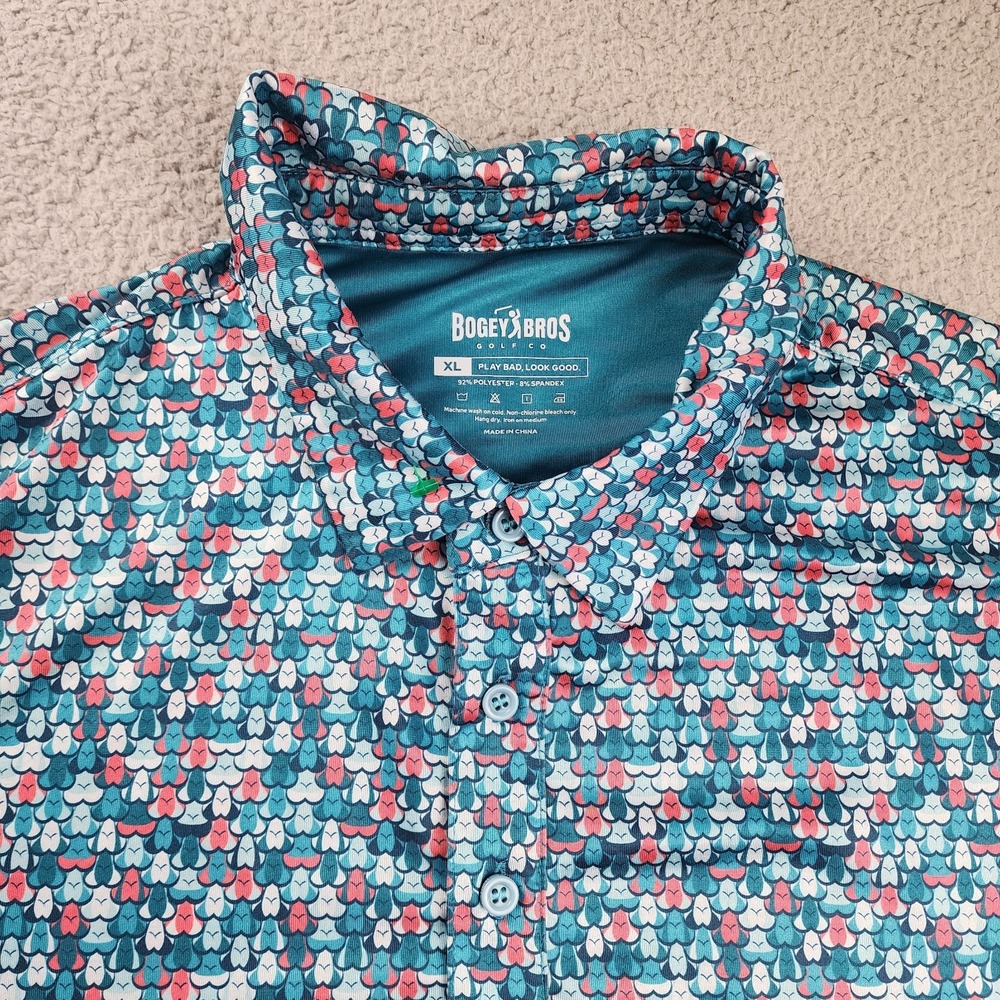 Bogey Bros Polo Shirt Mens XL Performance Golf Eyes Up Here Bikini Boobs Gag